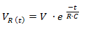 Tensión sobre la resistencia en un circuito RC