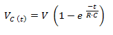 Tensión sobre el capacitor en un circuito RC
