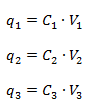 Fórmulas de carga para capacitores en serie