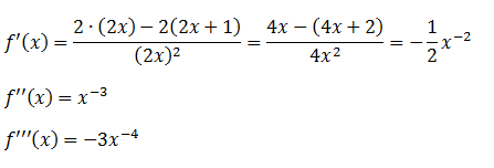 Ejercicios de derivadas sucesivas